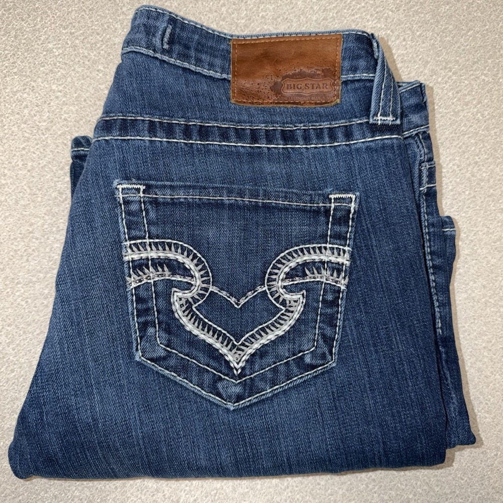 EUC Big Star Remy Boot‎ Low Rise Fit Jeans Women's Size 30 R Embroidery